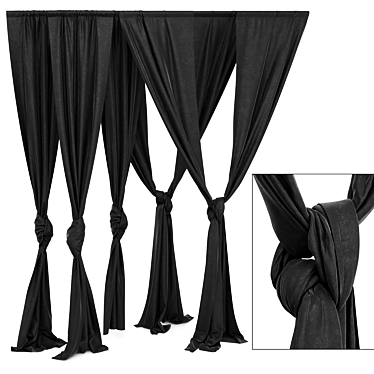 Title: Knot-Embroidered Curtain Set 3D model image 1 