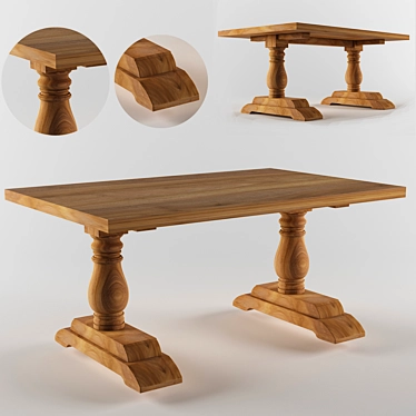 Modern Russian Oak Table 3D model image 1 