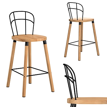 Industrial Partridge Bar Chair: Stylish and Sturdy 3D model image 1 