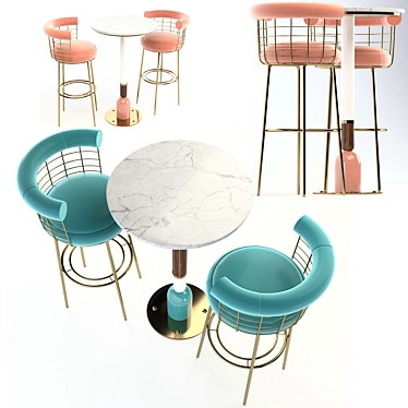 Mezzo Berry Bar Chair & Foster Bar Table 3D model image 1 