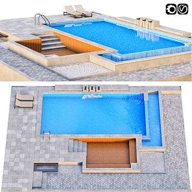 Modern Pool Design Kit 3D model image 1 