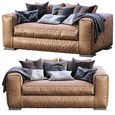 Modern Leather Reclining Sofa 3D model image 1 