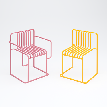 Sleek Metal Chair Set: Indoor/Outdoor Design 3D model image 1 
