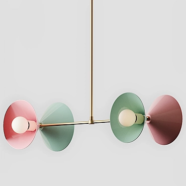 Modern Brass Pendant Light with Celadon Enamel 3D model image 1 