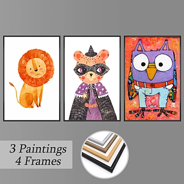 Modern Wall Art Set with Variety of Frames 3D model image 1 