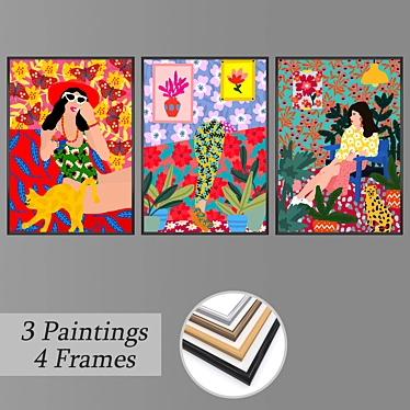 Versatile Set of Wall Paintings 3D model image 1 