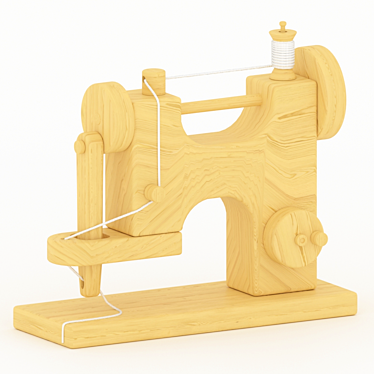 Vintage Wooden Sewing Machine: Timeless Craftmanship 3D model image 1 