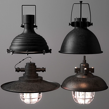 Industrial Pendant Lights 3D model image 1 