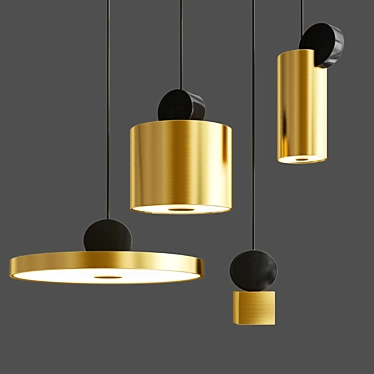 Elegant Brass and Black LED Lamp 3D model image 1 