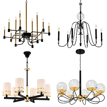 Elegant Chandelier Set, 300 Options 3D model image 1 
