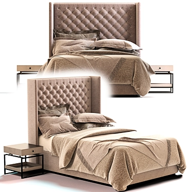 New Design Bed Set - Modern and Stylish Furniture 3D model image 1 