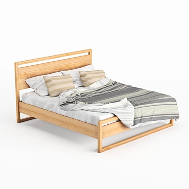 Rustic Wood Bed 3D model image 1 