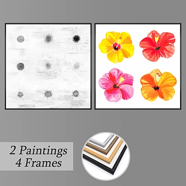 Artful Set: 2 Paintings & 4 Frame Options 3D model image 1 