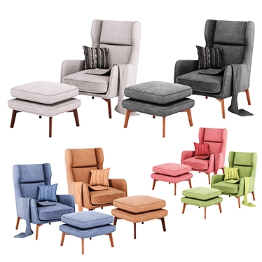 Adjustable Color Velvet Armchair 3D model image 1 