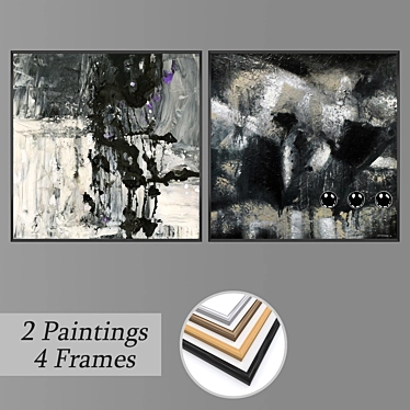 Modern Wall Art Set with Frames 3D model image 1 