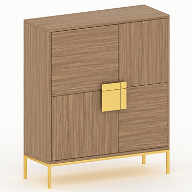 Sleek Wooden Wardrobe 3D model image 1 