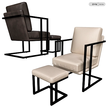 Industrial Roman Leather Lounge Chair 3D model image 1 