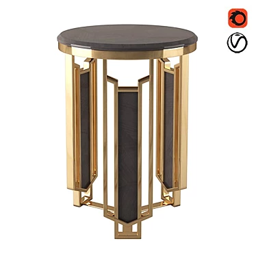 Symmetrically Elegant Natural Wood Side Table 3D model image 1 