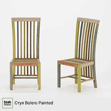 Hand-Painted Bolero Teak Chair 3D model image 1 