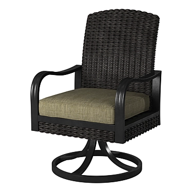 Swing Rattan Armchair with Metal Rotary Legs 3D model image 1 