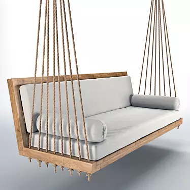 Hanging Swing Sofa: Wooden Frame, Removable Cushions 3D model image 1 