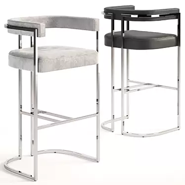 Title: Sleek Metal Upholstered Bar Chair 3D model image 1 