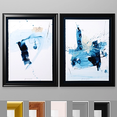 Azul I & II: Paper Painting, Framed Art by Novocuadro Art Company 3D model image 1 