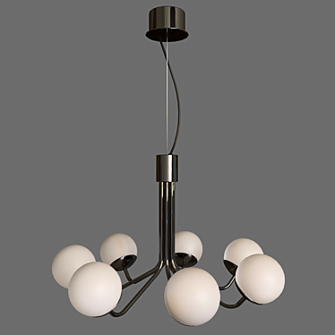 7-Light Chrome and Milk Glass Chandelier 3D model image 1 