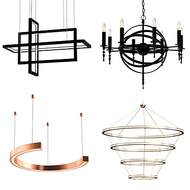 Luxury Chandeliers Set310: Cipriani Homood, LUSSOLE & More 3D model image 1 