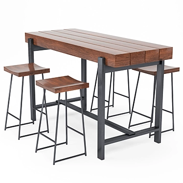 Modern Bar Table and Stool Set 3D model image 1 