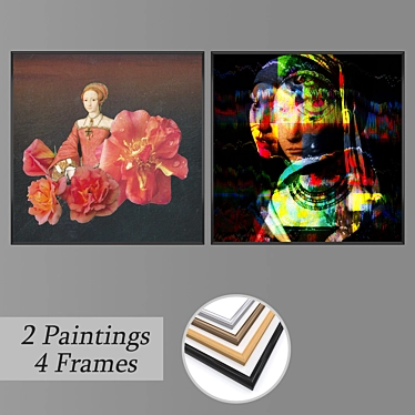 Versatile Set of Wall Paintings & Frames 3D model image 1 
