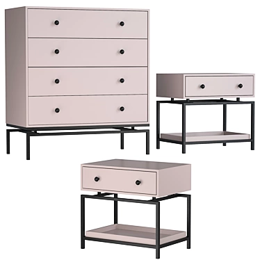 Classic Chest and Bedside Tables Set 3D model image 1 