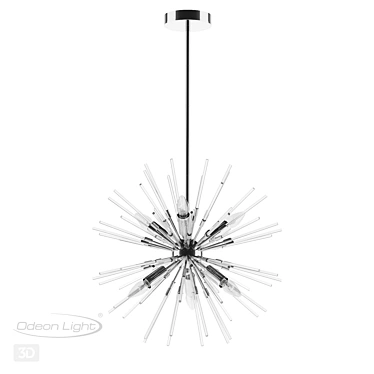 KADRILIA Chandelier: Sleek Chrome Finish, 6 Glass Shades 3D model image 1 