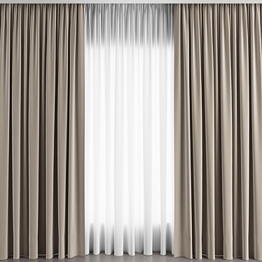 Modern Tulle Curtain Set 3D model image 1 