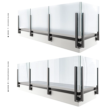 Sleek Glass Railing 3D model image 1 