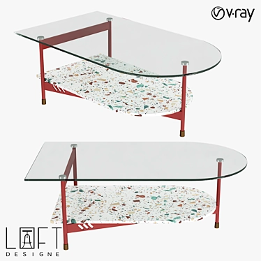 Modern Loft Coffee Table with Glass, Metal, and Marble 3D model image 1 