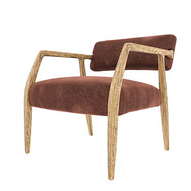 Vintage Velvet Lounge Chair 3D model image 1 