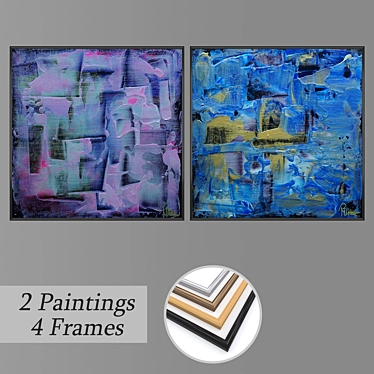 Modern Wall Art Set with Multiple Frames 3D model image 1 