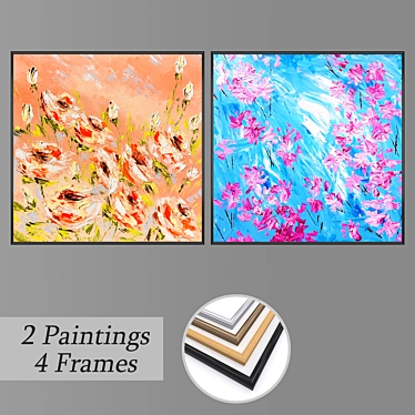 Elegant Wall Art Set with Multiple Frame Options 3D model image 1 