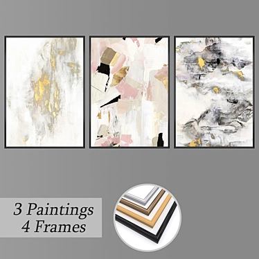 "Artistic Frame Set with Wall Paintings 3D model image 1 