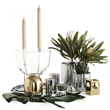 Stylish Chrome Decor Set by H&M 3D model image 1 