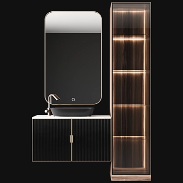 Elegant Bathroom Console with Mirror 3D model image 1 