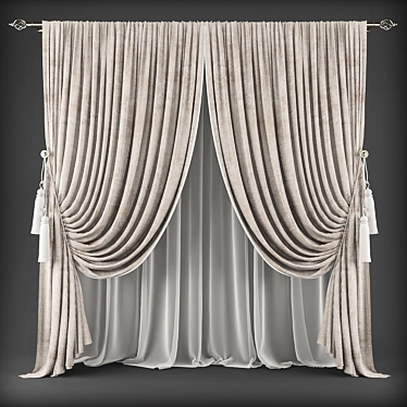 Customizable Poly-Blend Curtains 3D model image 1 