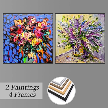 Gallery Art Set: No 2506 - 2 Paintings & 4 Frame Options 3D model image 1 