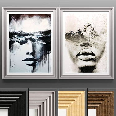 Modern Art Frame Set 3D model image 1 