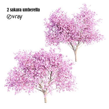 Sakura Umbrella: Elegant and Compact 3D model image 1 