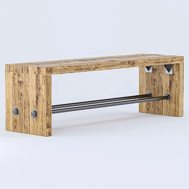 PBR Wooden Bench 3D model image 1 