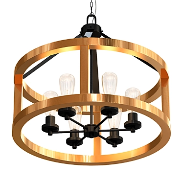 Rustic Circular Frame Chandelier 3D model image 1 