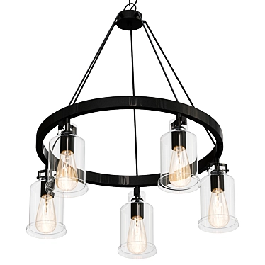 Elegant Bamboo Barnes Chandelier 3D model image 1 