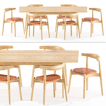 Modern Elbow Table Chair Set 3D model image 1 